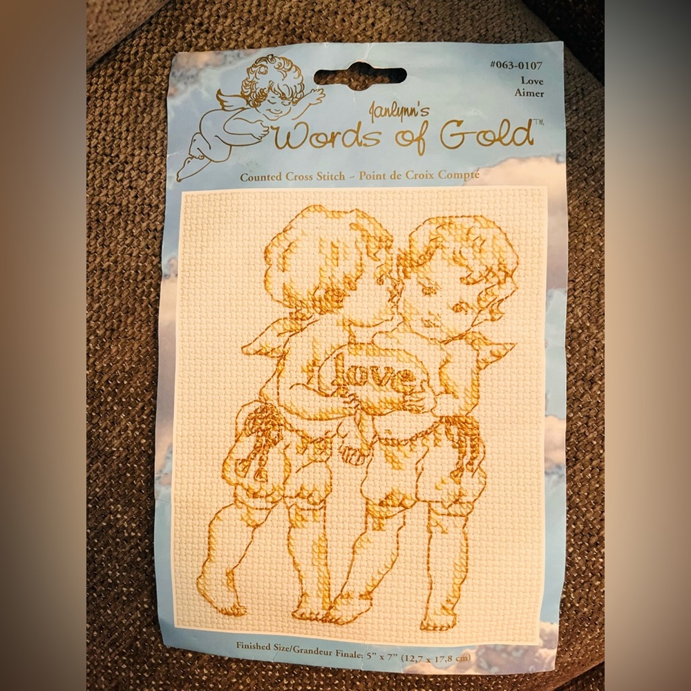 Janlynn words of gold love aimer counted cross stitch kit